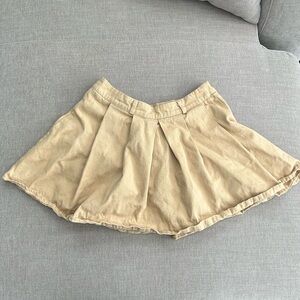 khaki denim pleated mini skirt